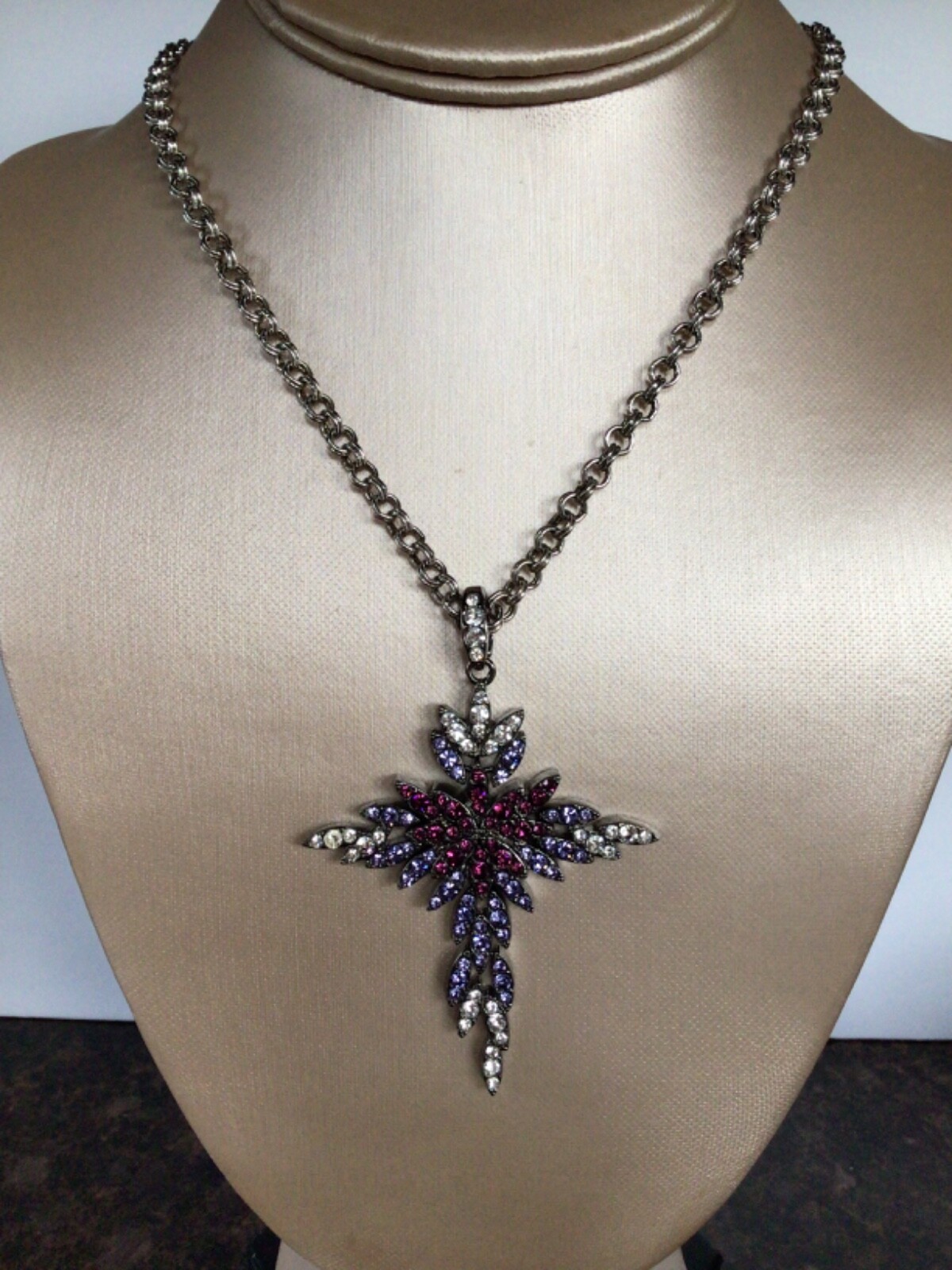 PJM Signed Dangling Leaf Moveable Religious Cross… - image 2