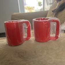 Vintage Lot Of 2 Kasen Red Melamine Cups - Brand New MADE IN USA Camping Picnics