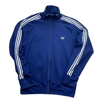 Vintage 70s / 80s adidas Sport Jacke Stripes Blau Nylon Gr. M FT1 - Bild 1 von 4