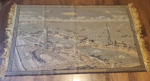 Alfombra con flecos de tela tapiz de colección 1933 de la Feria Mundial de Chicago ~ BR242 - Imagen 6 de 8