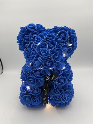 Gift 10-inch Rose Teddy Bear Artificial Flowers Light-strip Royal