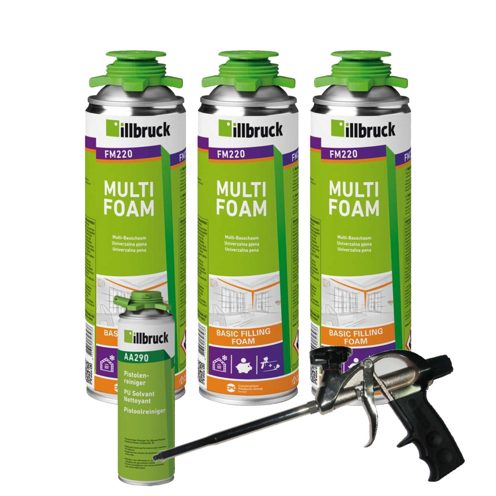 Illbruck Kombisets FM220 Montageschaum 500ml Pistolenschaum