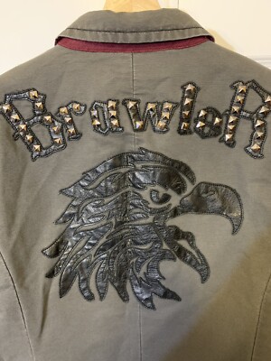 Vtg Marc Ecko Cut & Sew Men's Sz L Jacket Coat Brawler Gray #72 Times Square NY