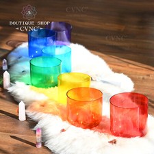 CVNC 432Hz 6" Colored Clear Chakra Quartz Crystal Singing Bowl Sound Healing