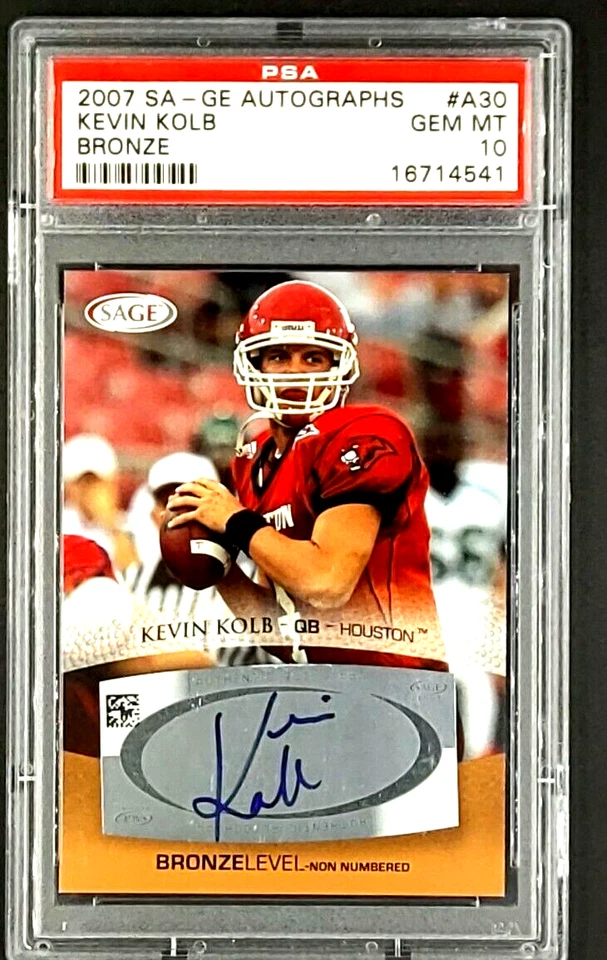 2007 SA-GE SAGE Autographs Bronze #A30 Kevin Kolb RC Rookie Auto PSA 10 POP 2 - Image 3 of 4