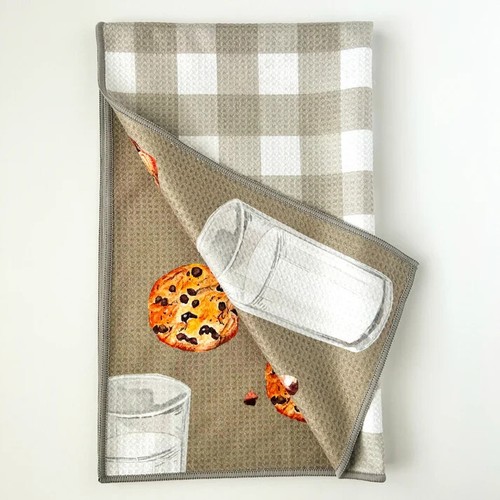BUZZEE Dual Sided KITCHEN DISH TOWEL AND HAND TOWEL-MILK AND COOKIES - Picture 3 of 4