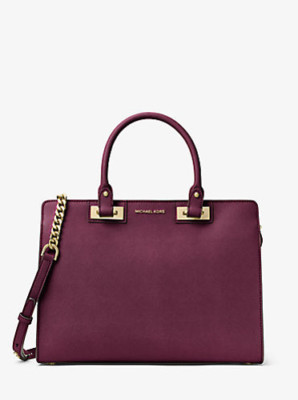 Michael Kors Quinn Large Saffiano Leather Satchel Handbag