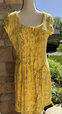 Pretty Garden Yellow Tie Waist Dress Size M by Nurture
