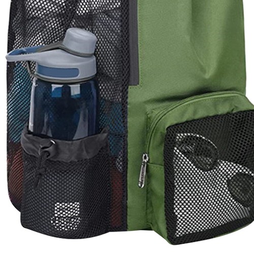 Sports Backpacks Drawstring Basketball Bag Thickened Mesh for Training (Grey) - Picture 6 of 7