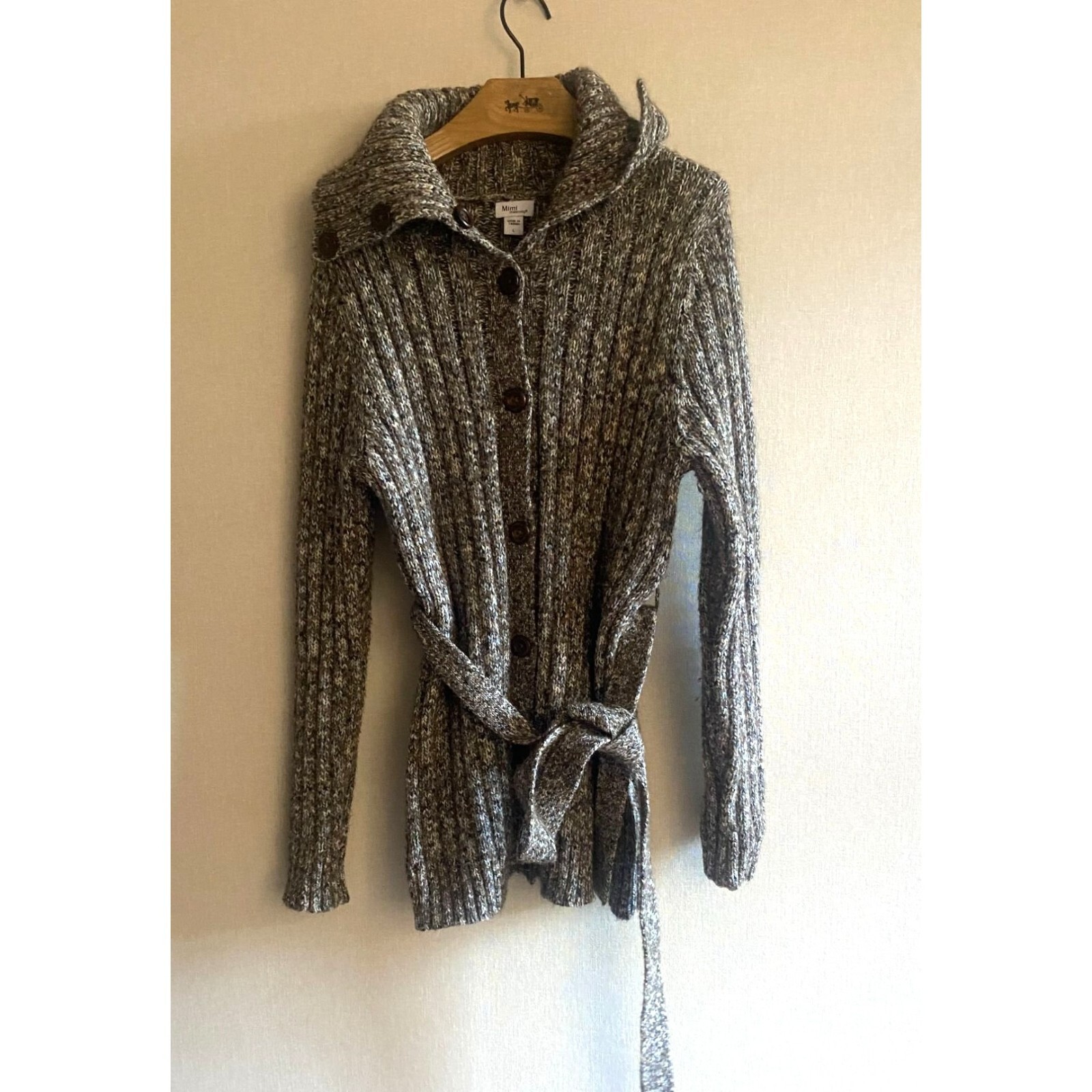 Mimi Maternity Tan Multi Button Front Belted Card… - image 1