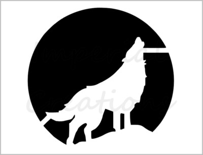 Wolf Howl At Moon Stencil Halloween Pumpkin Carving 8.5''x11'' Reusable Sheet S773