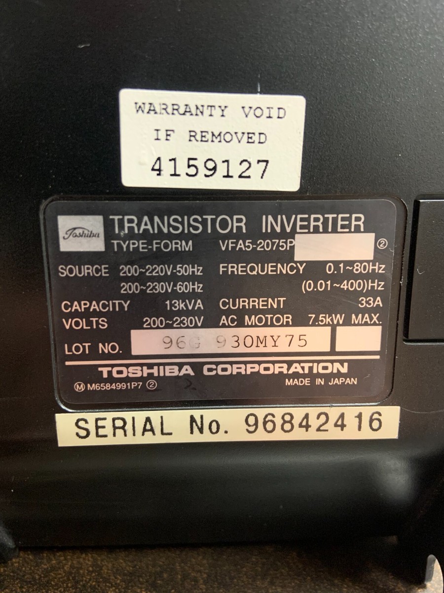 TOSHIBA Frequency Inverter Transistor Inverter VF-A5-2075P TOSHIBA Frequency Inverter Transistor Inverter VF-A5-2075P