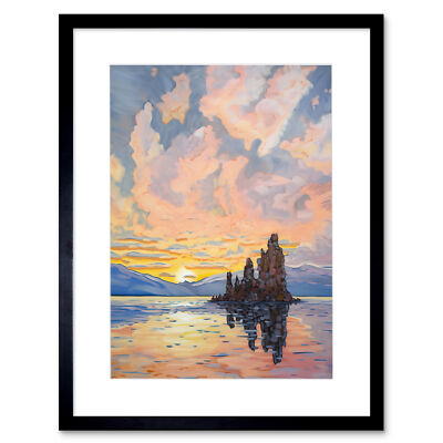 Sunrise Atmospheric Clouds Mono Lake Mountain Framed Art Print Picture 12X16