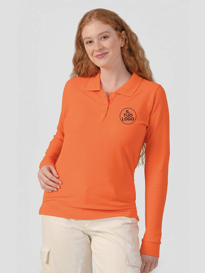 Polo donna manica lunga taglie e colori assortiti - Immagine 2 di 4