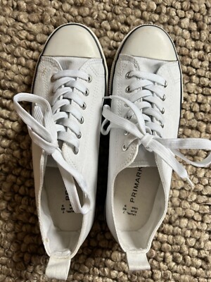 Primark Canvas White Shoes Trainers Pumps size UK