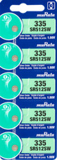 Murata 335 SR512SW Silver Oxide Watch Battery 5 Count - Replaces Sony 335
