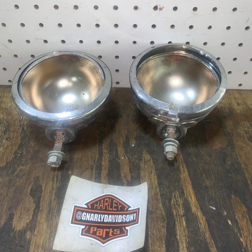 Harley 4” Touring Chrome Fog Auxiliary Passing Light Housings Case 038