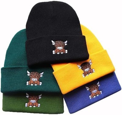 Scottish Highland Cow Beanie Damen süße Scotch Cow Strickmütze DE