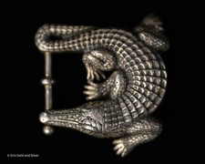 Kieselstein Cord Vintage Unsigned Sterling Silver Alligator XL Belt Buckle 70GR