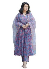 Women Viscose Anarkali Kurta And Pant With Dupatta Set