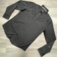 Roar Maverick Mens Embroidered Button Down Long Sleeve  Shirt Large Patterned