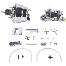 7'' Dual Chrome Power Brake Booster Disc Drum Kit for Chevy Bel Air 150 1955-57