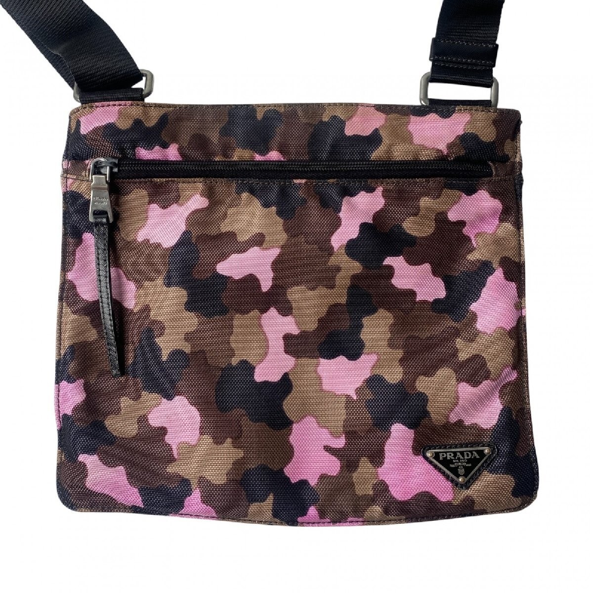 PRADA Women s Camouflage Shoulder Bag Pochette Triangle Logo Plate Crossbody thumbnail 3