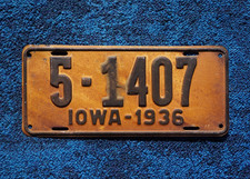 1936 Iowa License Plate