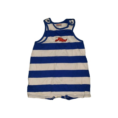 Vintage Carter's Romper Baby Boy 18-24 Months White Blue Stripe 100% Cotton 90s