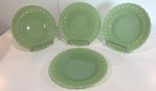 Set of 4 Jadeite Green Shell Anchor Hocking Fire King 7" Salad /Bread Dish