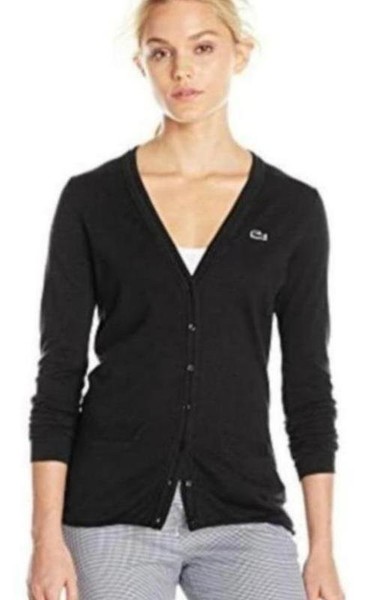 Women Lacoste Sweater Black Knit 36 / S / 44