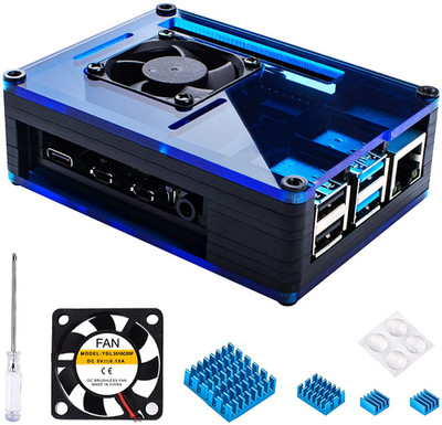 Raspberry Pi 4 Case with Fan Cooling  4 Pcs Aluminum Heat Sinks  Case for Rasp