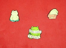 3 Frog Enamel Pins Rubber Pin Backer Broach Aprox. 1"  FR1