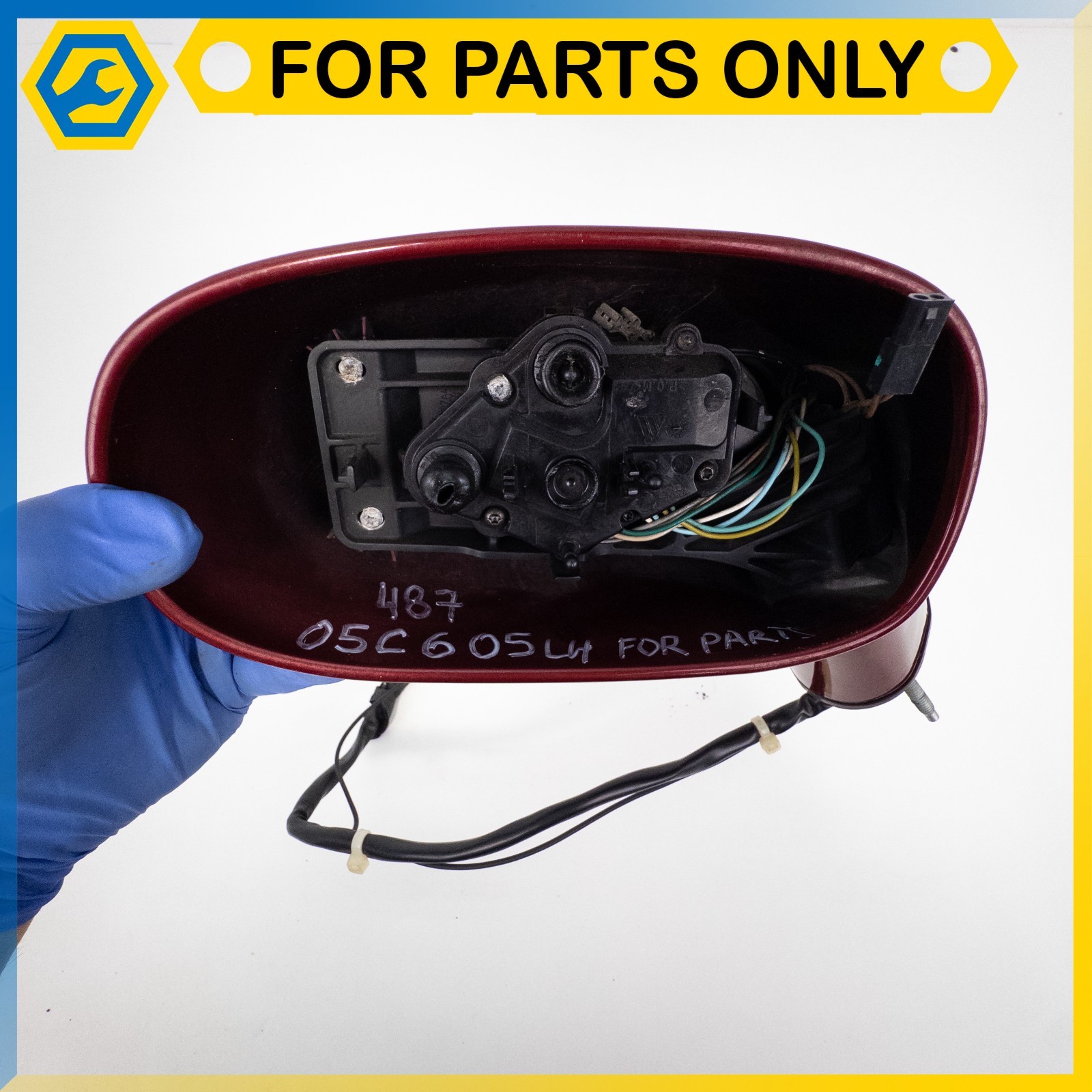 FOR PARTS 05-13 CORVETTE C6 FRONT LEFT POWER FOLD DOOR MIRROR RED OEM