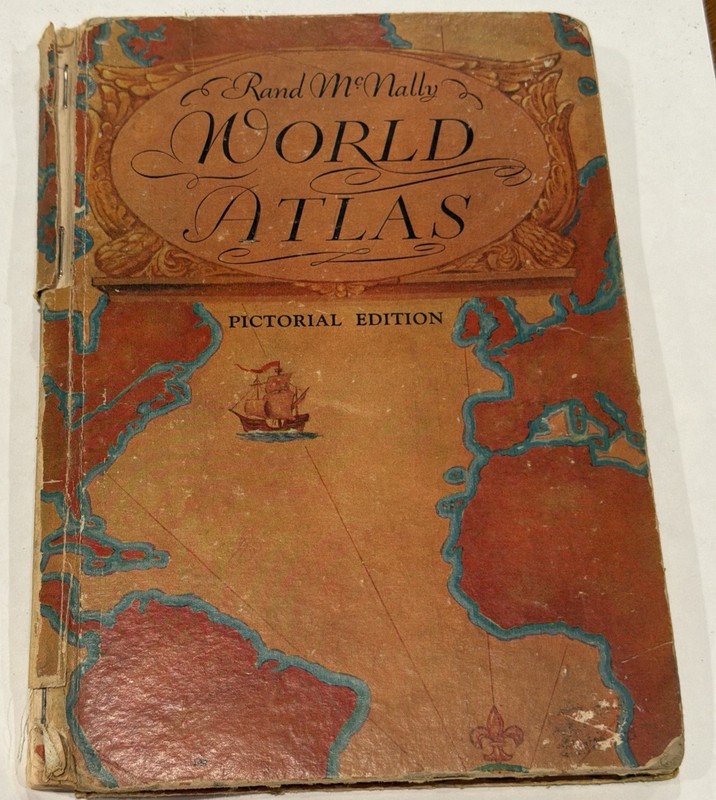 Pre WWII Rand McNally 1935 World Atlas Pictorial Edition Hardcover  Maps Photos