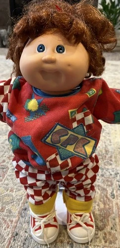 1989 Cabbage Patch Kid Designer Red Hair Blue Eyes Coleco Checkerprint Outfit