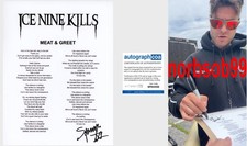 SPENCER CHARNAS SIGNED ICE NINE KILLS MEAT & GREET LYRIC SHEET w/EXACT PROOF COA