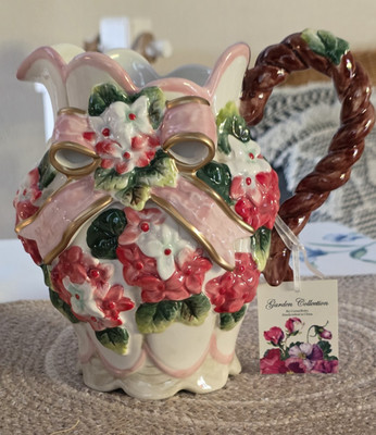 Beautiful Corner Ruby Garden Collection 7.5'' tall Cherry Blossom Pitcher New