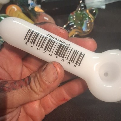 Chameleon White Glass Tobacco Pipe American Handmade Smoking Piece USA