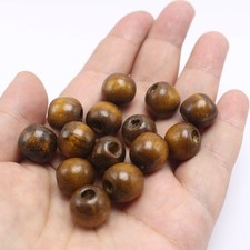50pcs Coffee 14mm 0.55" Round Wood Beads Wooden Beads Jewelry Craft DIY
