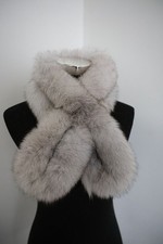 100 real fox fur scarf /cape/ collar /neck wrap natural white shawl 90 15 cm
