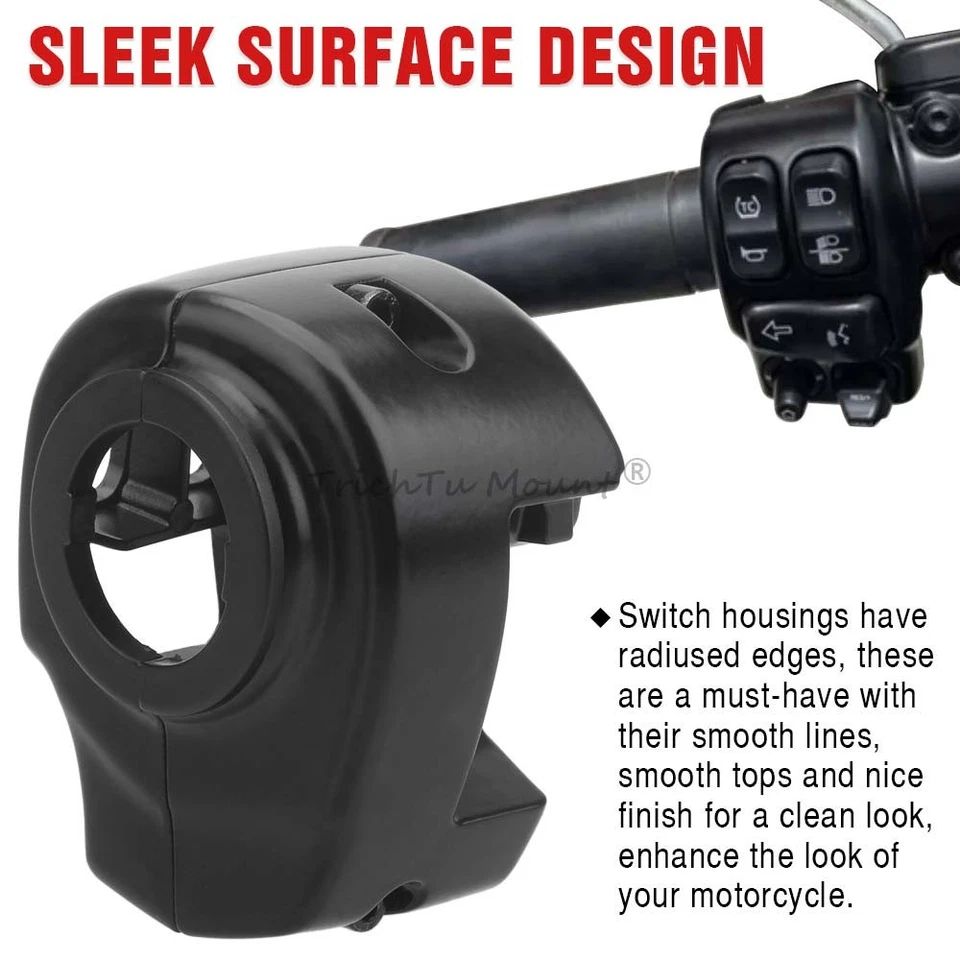 Black Switch Housing Kit Cover For Harley Touring FLHR FLTRX FLHT FLHX CVO 14-22 - Image 4 of 4