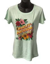 Harley Davidson Women's Tropics Short Sleeve T-Shirt Green 402919230