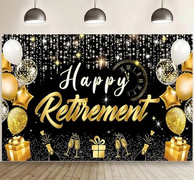 Happy Retirement Backdrop Goodbye Party Photo Background Banner Decoration