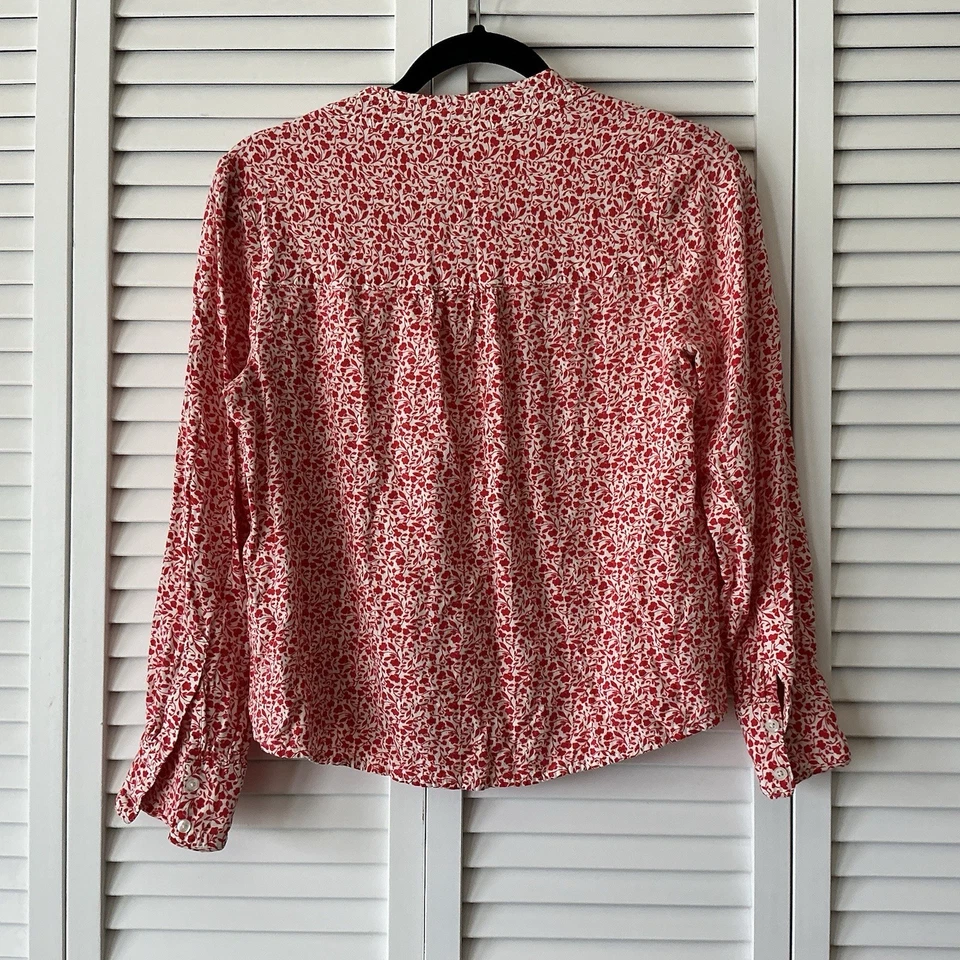 Blusa Floral Boden Annora Para Mujer Talla 6 Roja Manga Larga Suave Botón Camisa Elegante Foto 3 de 4