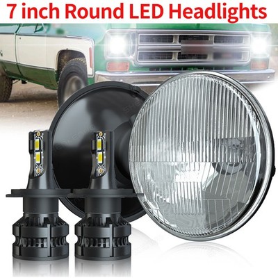 H6024 2pcs 7inch Round LED Headlights Projector DRL For GMC C15 C25 C35 Pickup