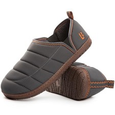 Men's Outdoor Slippers Two Tone Warm Memory Foam Slip On Indoor House 11 Grey