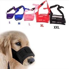 Dog Muzzle Mouth Cover Anti Bite Barking Chewing Mesh Mask Small Large Pet Cat