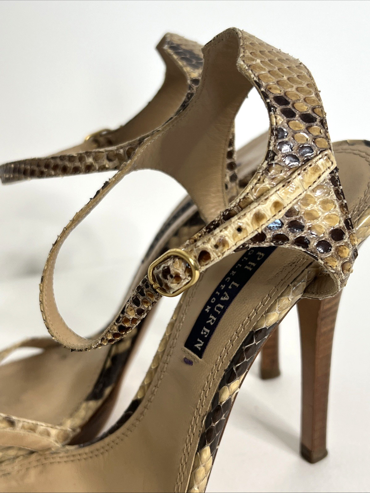 Ralph Lauren Collection Brown Python Ankle Strap … - image 5