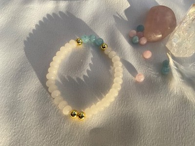 Astrologisches Armband/Talisman.. Essenz der Venus.. Weiße Jade & Aquamarin